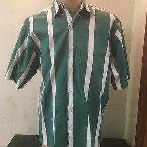 Men's Short Sleeve GAP Green/White Striped Shirt